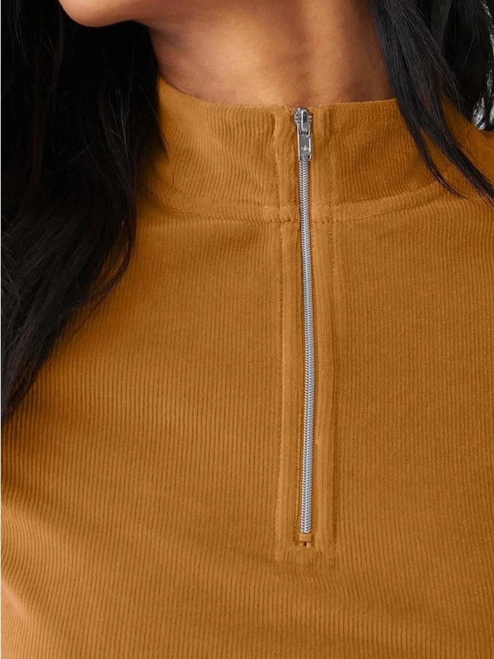Alo Yoga Micro Corduroy Winter Break Mock Neck - Toffee - Picture 3 of 6